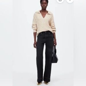 Madewell Low Slung Baggy Black Denim Jeans Size 27P